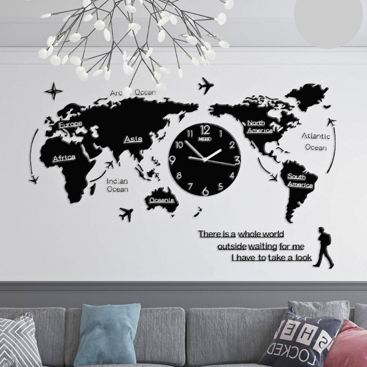 Wooden World Map Clock