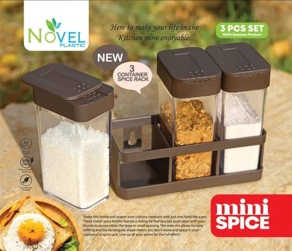 Spice Masala Plastic Storage Box And Herbs ( Pack Of 3).